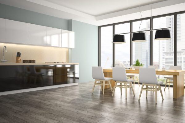 Part of interior dining room 3D rendering